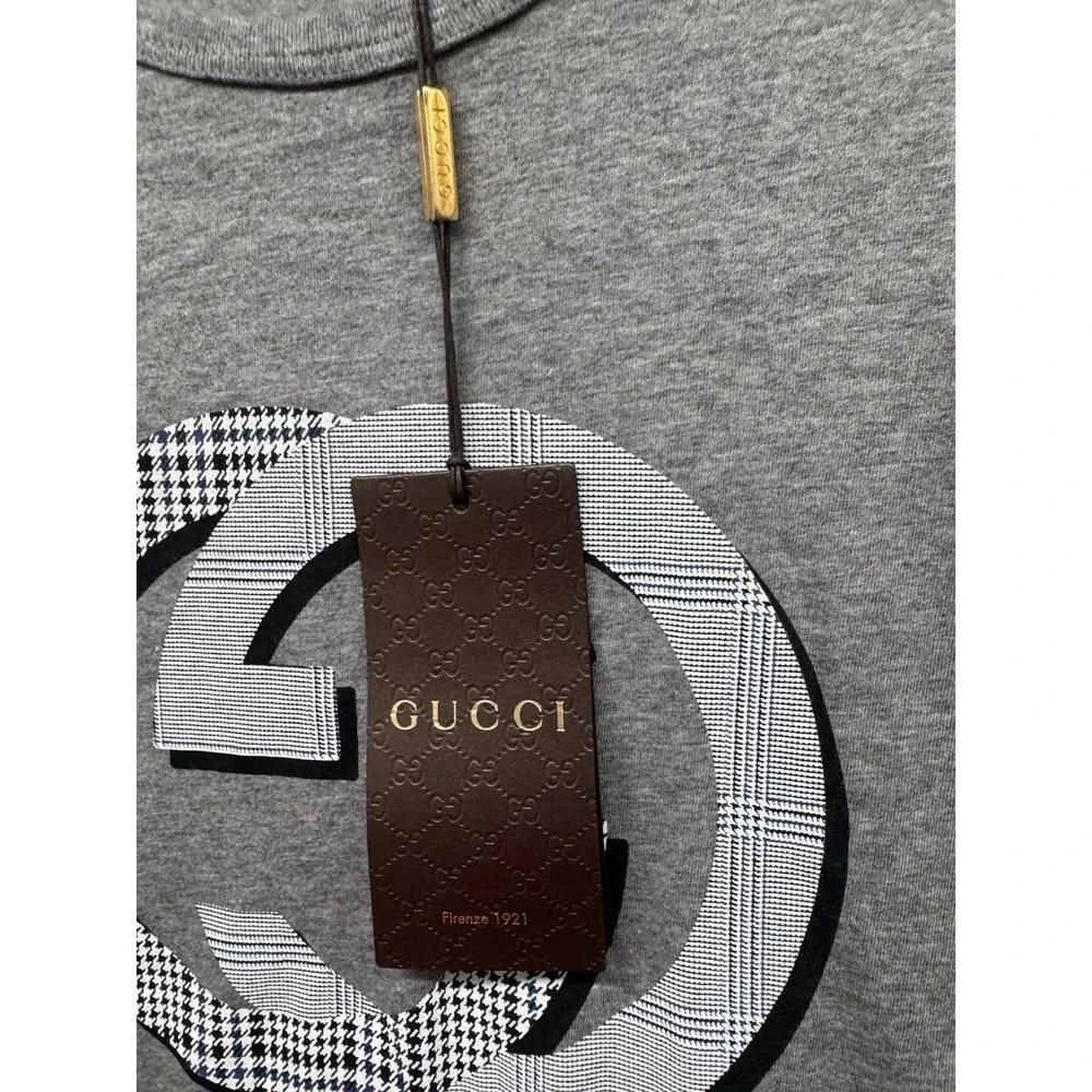 Gucci GG Logo Gray T-Shirt Mens Medium Made In Italy NWT Luxury
